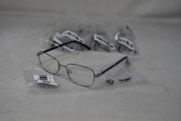 Five pairs of women's Palazzo SP11 C1 50 - 16 -130 silver metal glasses frames with blue sparkle