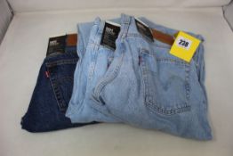Three as new pairs of Levi's 501 Original Cropped Jeans (Sizes 2x 25x26 and 1x 28x26).