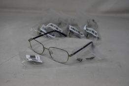 Five pairs of women's Palazzo SP11 C1 50 - 16 -130 silver metal glasses frames with blue sparkle