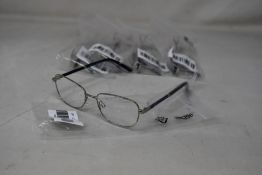Five pairs of women's Palazzo SP11 C1 50 - 16 -130 silver metal glasses frames with blue sparkle