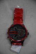 A man's as new Diesel DZ7370 Daddy 2.0 Red Chronograph 57mm Watch (No Case).
