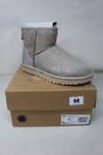 A pair of women's boxed as new UGG Classic Mini II Metallic Boots (UK 3).