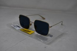 An as new pair of Christian Dior Stellaire1Xs Blue Lens Sunglasses with Gold Frame (EAN:
