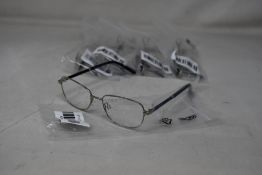 Five pairs of women's Palazzo SP11 C1 50 - 16 -130 silver metal glasses frames with blue sparkle