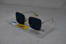 An as new pair of Christian Dior Stellaire1Xs Blue Lens Sunglasses with Gold Frame (EAN: