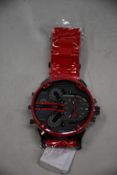 A man's as new Diesel DZ7370 Daddy 2.0 Red Chronograph 57mm Watch (No Case).