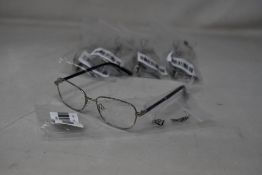 Five pairs of women's Palazzo SP11 C1 50 - 16 -130 silver metal glasses frames with blue sparkle