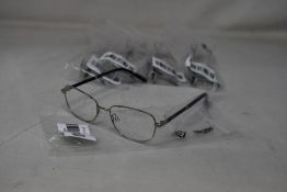 Five pairs of women's Palazzo SP11 C1 50 - 16 -130 silver metal glasses frames with blue sparkle