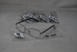 Five pairs of women's Palazzo SP11 C1 50 - 16 -130 silver metal glasses frames with blue sparkle