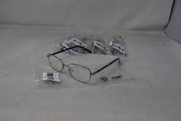 Five pairs of women's Palazzo SP11 C1 50 - 16 -130 silver metal glasses frames with blue sparkle
