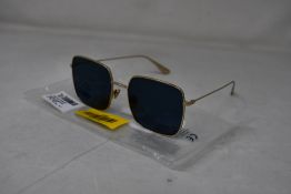 An as new pair of Christian Dior Stellaire1Xs Blue Lens Sunglasses with Gold Frame (EAN: