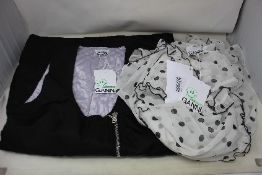 A women's Ganni Dotted Georgette Dress in white (Size 36) and a women's Ganni Recycled Nylon