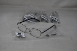 Five pairs of women's Palazzo SP11 C1 50 - 16 -130 silver metal glasses frames with blue sparkle