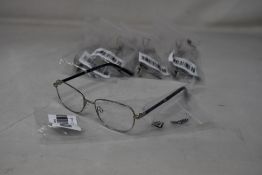 Five pairs of women's Palazzo SP11 C1 50 - 16 -130 silver metal glasses frames with blue sparkle