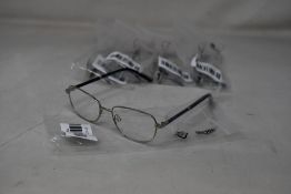 Five pairs of women's Palazzo SP11 C1 50 - 16 -130 silver metal glasses frames with blue sparkle