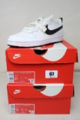 Two pairs of boxed as new Nike Court Borough Low 2 (GS) in black and white (UK 5/5.5Y).
