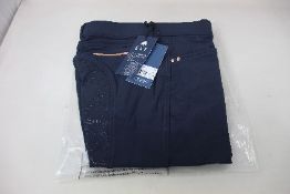 Six women's as new ELT Goya Equine Breeches in Night Blue (Sizes 36 and 38).