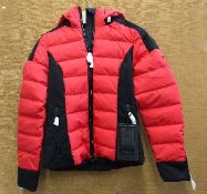 An as new Goldbergh Luxury Sport Strong matt ruby red downfilled jacket (UK 8).