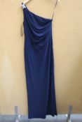 A women's as new Ralph Lauren Jersey One-Shoulder Gown in navy (Size 6).