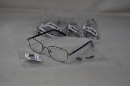 Five pairs of women's Palazzo SP11 C1 50 - 16 -130 silver metal glasses frames with blue sparkle