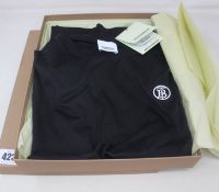 A men's Burberry boxed (#Reburberry) black T-shirt (Size S).