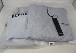 A Represent Owners' Club Hoodie (XS), a Sweatpant (S) and a T-Shirt (S), all as new in light grey