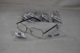 Five pairs of women's Palazzo SP11 C1 50 - 16 -130 silver metal glasses frames with blue sparkle