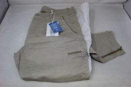 Three pairs of women's as new MAC RICH Cotton Cargo Pants in smoothly beige (W40 x 2, 42 x 1,