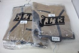 Two women's as new ELT Nadine Equine Breeches in camel/black (Size: 36).