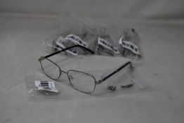Five pairs of women's Palazzo SP11 C1 50 - 16 -130 silver metal glasses frames with blue sparkle