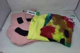 Three children's Molo tops to include Mattis colour blobs sweatshirt, Mattis yellow light sweat