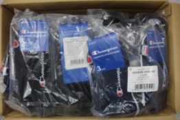 Twenty eight packs of three Champion sports socks in various sizes and colours.