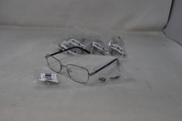 Five pairs of women's Palazzo SP11 C1 50 - 16 -130 silver metal glasses frames with blue sparkle