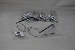 Five pairs of women's Palazzo SP11 C1 50 - 16 -130 silver metal glasses frames with blue sparkle