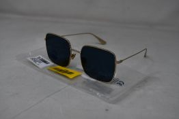 An as new pair of Christian Dior Stellaire1Xs Blue Lens Sunglasses with Gold Frame (EAN: