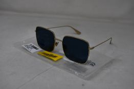 An as new pair of Christian Dior Stellaire1Xs Blue Lens Sunglasses with Gold Frame (EAN: