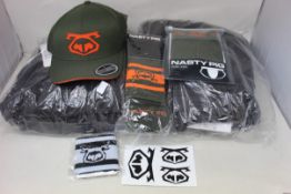 Six items of Nasty Pig Clothing to include dark grey Teddy Sweatpants (Size S), dark grey Teddy