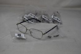 Five pairs of women's Palazzo SP11 C1 50 - 16 -130 silver metal glasses frames with blue sparkle