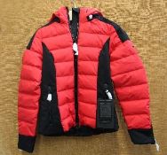 An as new Goldbergh Luxury Sport Strong matt ruby red downfilled jacket (UK 8).