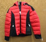 An as new Goldbergh Luxury Sport Strong matt ruby red downfilled jacket (UK 8).