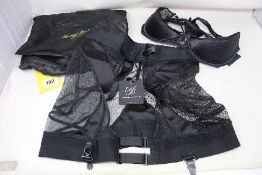 Three as new Honey Birdette Products to include 1x Mila Bra in Black (34DD), 1x Mila Brief in