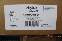 A boxed as new Armitage Shanks Contour 21 Plus Thermostatic Basin Mixer Tap with Copper Tails -