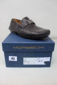 A pair of men's boxed as new Moreschi Goat Driver Shoes in brown (UK 9).