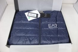 An as new EA7 Emporio Armani Down Jacket in Night Blue (Size U: M/E: M).