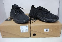 Two pairs of Kurt Geiger vegan legit synthetic sneakers (Size 44 and 45).