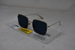 An as new pair of Christian Dior Stellaire1Xs Blue Lens Sunglasses with Gold Frame (EAN: