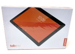A boxed as Lenovo Tab E10 16GB Wi-Fi in Black (M/N: TB-X104F) (Box sealed. Grade A*).
