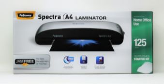 Four boxed as new Fellowes Spectra A4 Laminators.