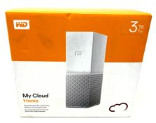 A boxed as new WD My Cloud Home 3TB Cloud Storage NAS Device (Box sealed).
