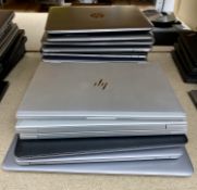 COLLECTION ONLY - SOLD FOR PARTS: Fifteen assorted pre-owned HP laptops sold for parts (All with har